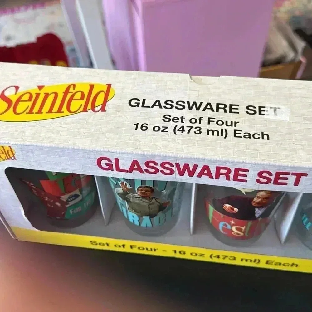Seinfeld Glassware Set of 4, 16 ounce.  Festivus for the rest of us! Brand new!